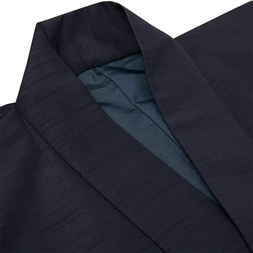 Vista 5 de KYOETSU Chaqueta de kimono lavable Haori para hombre Tsumugi Awase Thin Lines estampado Pongee