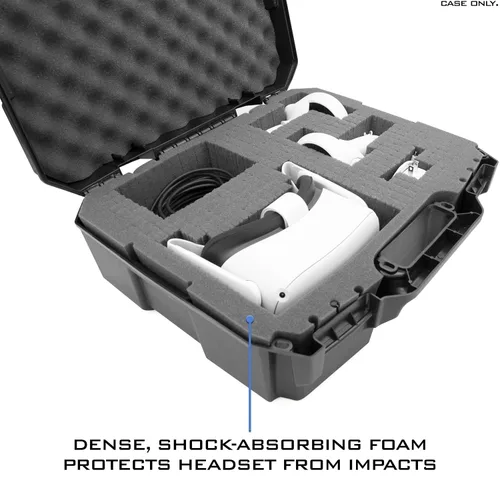 Vista 3 de CASEMATIX Funda rígida compatible con Meta Quest 2 y Oculus Quest 2 y VR Gaming Auriculares y accesorios - Estuche rígido con espuma personalizable