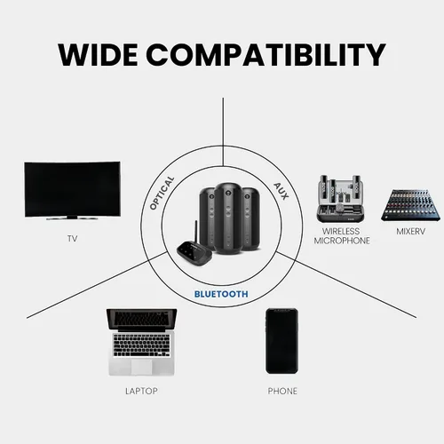 Vista 5 de Avantree Harmony 2 - Sistema de altavoces inalámbricos multihabitación con Bluetooth y entradas con cable, fácil configuración, ampliable