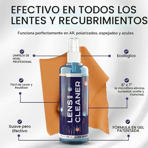 Vista 2 de Spray limpiador de lentes de gel para gafas, kit limpiador de lentes de varios tamaños