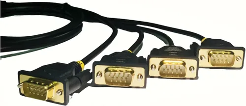 Vista 4 de TECHTOO Adaptador USB a Serial RS232 DB9 de 4 puertos USB a Seria Convertidor Serial Cable de 9 pines con tornillos de pulgar