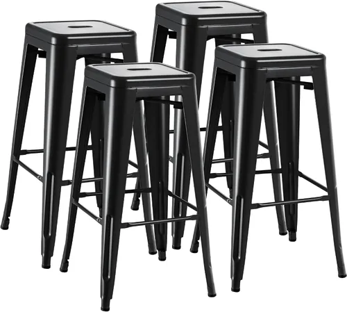 Vista 22 de Furmax - Juego de 4 taburetes de metal de 30 pulgadas, apilables para Azul