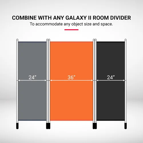 Vista 4 de Proman Products - Divisor de sección Galaxy II, divisor de habitación de tela repelente al agua con marco de metal recubierto de polvo negro