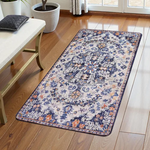 Vista 68 de Lahome Alfombra Floral Bohemio Medaillon - 2x3 Pequeña Alfombra de Baño Rosa Caliente, Alfombra de Cocina, Lavable a Máquina, Antideslizante, Suave