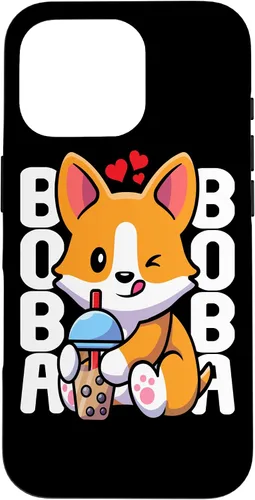 Vista 20 de Funda Kawaii con diseño de corazón de té de burbujas para iPhone 16 Kawaii Boba Dog Corgi Tea Drink