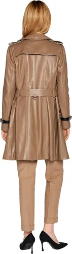 Vista 4 de Chaqueta de piel de cordero para mujer, con doble botonadura de piel de camello con cinturón SmartUniverseWear
