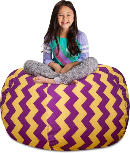 Vista 35 de Posh Creations Funda de puf para niños con almacenamiento para animales de peluche - Organizador de juguetes para niños, Mediano 68.58 cm - Lona