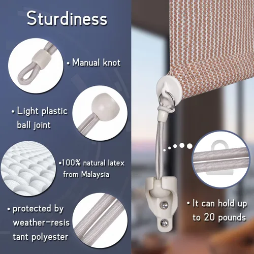 Vista 3 de Kit de repuesto universal para sombrilla, kit de salto elástico, correa para parasol, resistente a la intemperie, compatible con persianas