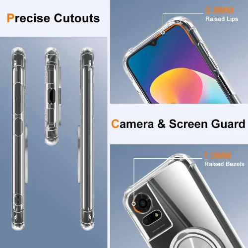 Vista 2 de Funda de teléfono para TCL K24/K23/TCL 50LE 50 LE 5G 2024 con protector de pantalla giratorio de 360° con soporte de anillo [no amarillento] Funda