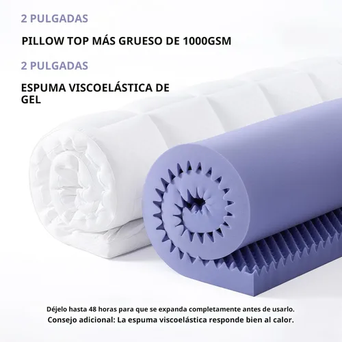 Vista 8 de Downluxe - Cubrecolchón de espuma viscoelástica de 4 pulgadas tamaño individual XL Pro de doble capa con 2 pulgadas de gel de enfriamiento