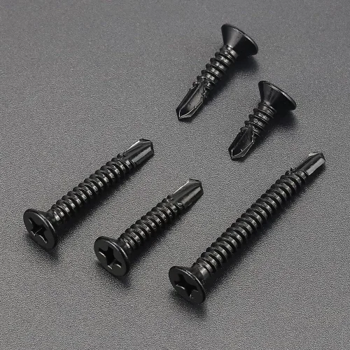 Vista 9 de Tornillos Phillips de cabeza plana #6 x 1 (paquete de 100), tornillos autoperforantes de acero inoxidable 410 para metal, revestimiento negro