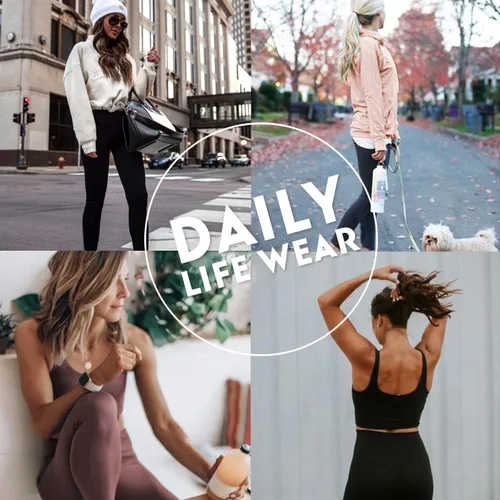 Vista 4 de Paquete de 4 leggings para mujer levantamiento de glúteos cintura alta control de abdomen no se transparentan pantalones de yoga entrenamiento