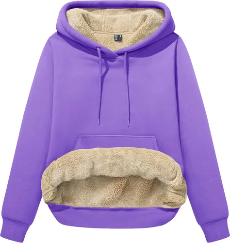 Vista 99 de MAGCOMSEN Sudaderas con capucha para mujer, con forro de sherpa, de vellón, para invierno, cálido, pesado, de algodón, con bolsillo