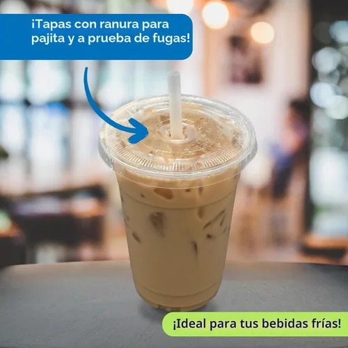 Vista 5 de Reli. Vasos de plástico de 20 oz con tapas (paquete de 50) - Transparente