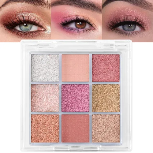 Vista 30 de Erinde Paleta de maquillaje de sombra de ojos de 9 colores con purpurina y lavanda brillante y mate, violeta, malva, púrpura oscura, plateado