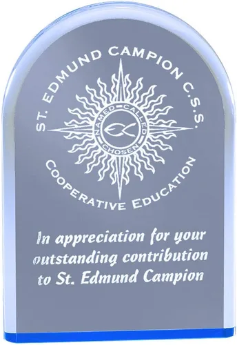 Vista 2 de SHOP AWARDS AND GIFTS Arched Mirror Acrylic Trophy Award Personalized, Customizable Engraved Work Business Corporate Prizes