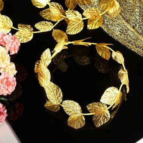Vista 4 de 12 piezas de tocado Toga de Halloween con hojas doradas, corona de laurel, corona griega, diadema de hoja dorada, corona romana, disfraz de Toga