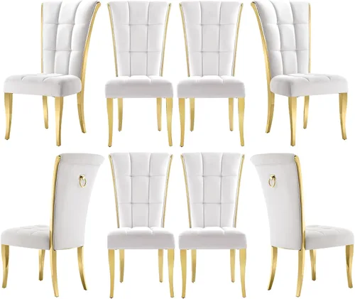 Vista 13 de ACEDÉCOR Sillas de comedor modernas de terciopelo negro y dorado, juego