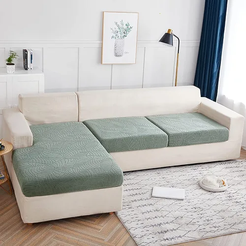 Vista 5 de Fundas de cojín impermeables para asiento de sofá, fundas elásticas de cojín de jacquard de elastano, protector de muebles grueso con parte inferior
