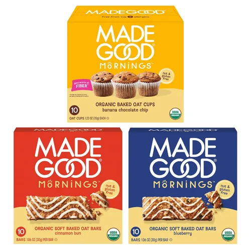 Vista 13 de MadeGood Mornings - Barras de desayuno horneadas suaves, sabor a arándano, 1.06 oz (30 unidades) Aperitivos sin gluten