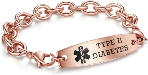 Vista 48 de LinnaLove Pulseras de identificación médica intercambiables Cadena de cable de acero inoxidable pulseras de alerta médica personalizables