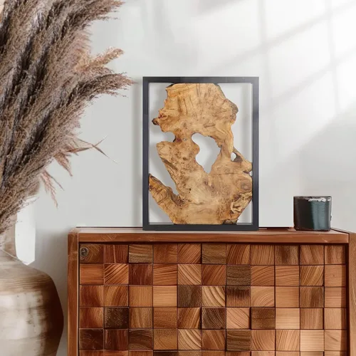 Vista 2 de NAHARO Decoración moderna de pared de madera de 16 x 12 pulgadas, encanto rústico hecho a mano de madera natural para tu hogar, perfecto para sala