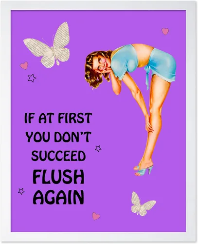 Vista 29 de Poster Master Pin Up Girl Poster - Better Late Than Ugly Print - Butterfly Art - Modern Art - Trendy Art - Gift for Men & Women - Funny Decor for
