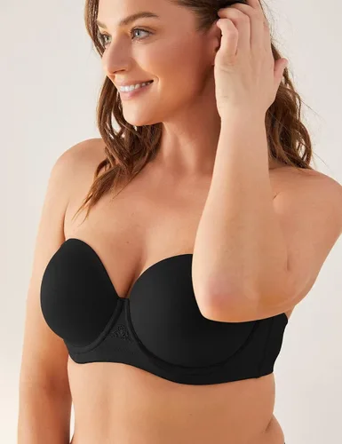 Vista 8 de Deyllo Sujetador sin tirantes para mujer, cobertura completa, brasier multidireccional, talla grande, alfombra roja