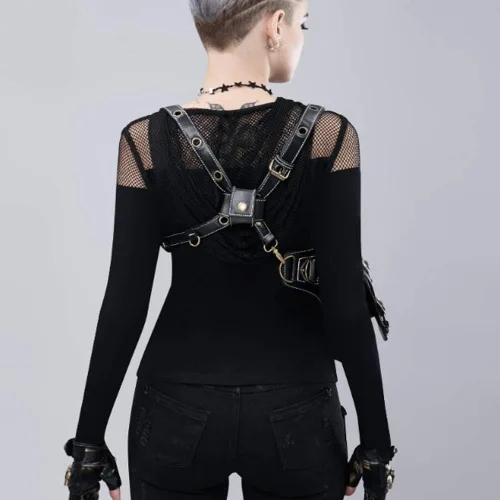 Vista 6 de Riñonera punk para mujer, bolsa de cintura táctica militar, pierna caída, brazo, muslo, bolsa para exteriores, bicicleta, motocicleta, ciclismo