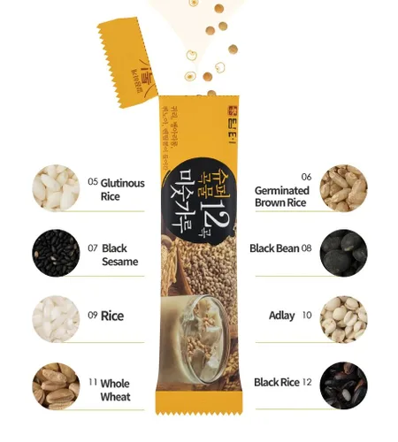 Vista 4 de Damtuh Misugaru - Mezcla de bebida en polvo, mezcla coreana de 12 granos tostados multigrano con quinua, avena, lentejas y garbanzos, bebida