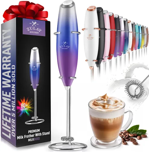 Vista 55 de Zulay Milk Boss Espumador de leche potente manual, hace espuma para latte, batidor para mezclar bebidas, café, miniespumador para capuchino, frappé