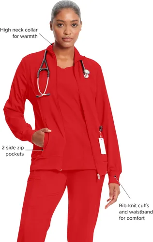 Vista 45 de Infinity by Cherokee 2391A - Chaquetas médicas con cremallera frontal para mujer, tela elástica en 4 direcciones