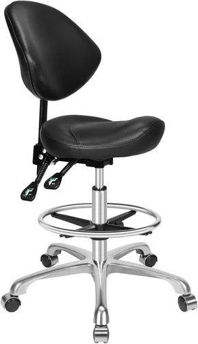 Vista 11 de Kaleurrier Taburete con soporte de espalda: silla de montar con ruedas