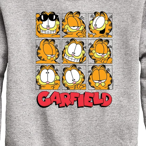 Vista 3 de Hybrid Apparel - Garfield - Faces Grid - Sudadera de forro polar con cuello redondo para niños y jóvenes