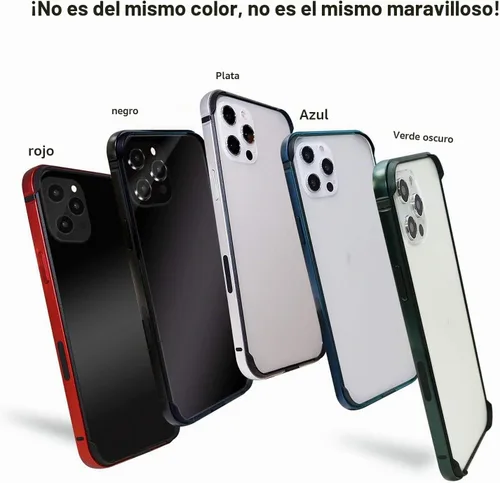 Vista 6 de Funda rígida delgada con marco de aluminio para iPhone 13 Pro, armadura de marco de metal con protección interior suave, protección de borde elevado