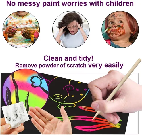 Vista 5 de FUNNYB&G Kit de 100 piezas de arte de papel para rascar arco iris