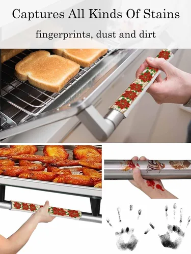 Vista 5 de Juego de 2 fundas navideñas para manijas de puerta de refrigerador, lavavajillas, microondas, horno, nevera, estufa, electrodomésticos, accesorios