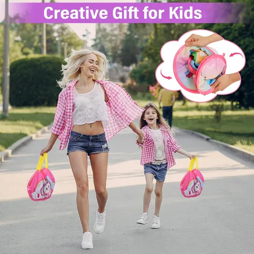 Vista 8 de YOTOY Juego de lanzamiento de bolsas de frijoles para niños, juguetes al aire libre de 3 a 8 años: juegos de fiesta de unicornio, actividades
