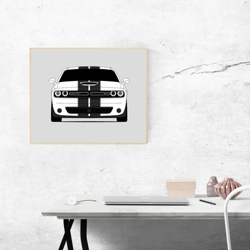 Vista 9 de Custom Car Posters Póster hecho a mano compatible con Dodge Challenger SRT 392 (2015-2018), decoración de pared, impresión metálica de 8 x 10