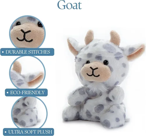 Vista 2 de The Petting Zoo Peluche de cabra de peluche, regalos para niños, animales de vida silvestre Nuggetz, juguete de peluche de cabra, 6 pulgadas