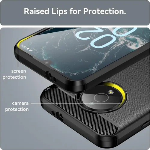 Vista 5 de Osophter Funda para Nokia C200 con 2 unids Protector de pantalla de absorción de golpes Flexible TPU Caucho Protector de teléfono celular para Nokia
