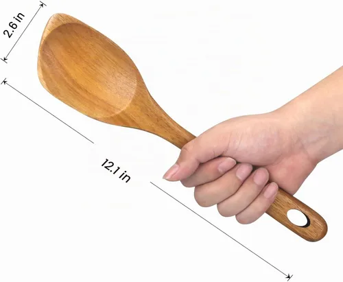 Vista 7 de Cucharas de madera para cocinar espátula no tóxica utensilios de cocina