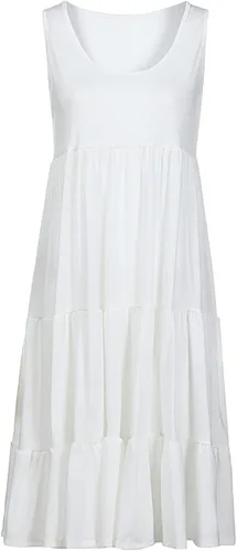 Vista 5 de Lisgai Vestido de verano para mujer, sin mangas, acampanado, cuello redondo, mini vestido liso, degradado, suelto, corto, plisado, vestido de verano