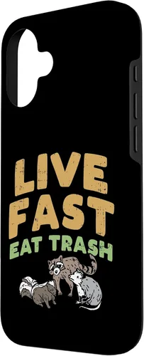 Vista 2 de iPhone 16 Fast Live Eat Trash Raccoon Opossum Skunk Street Cats Gift Case