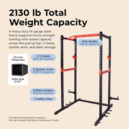 Vista 3 de Sunny Health & Fitness Power Rack & Cage Systems for Home Gym Training