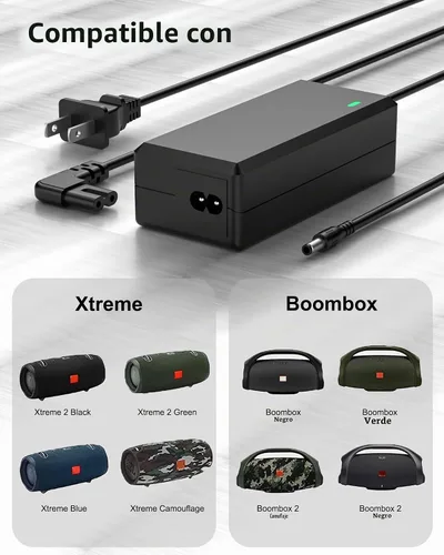 Vista 2 de Cargador de 19 V para altavoz Bluetooth inalámbrico JBL Xtreme 2