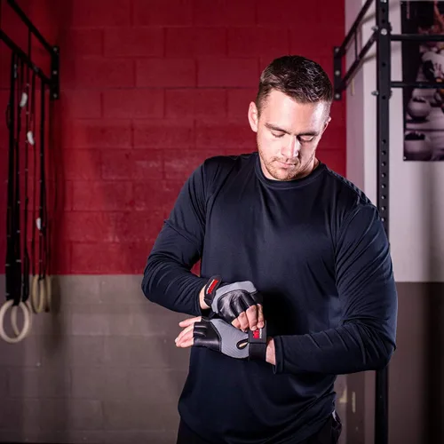 Vista 4 de MRX - Guantes de levantamiento de pesas, entrenamiento de gimnasio, fisicoculturismo, fitness, levantamiento de pesas, guantes de cuero genuino