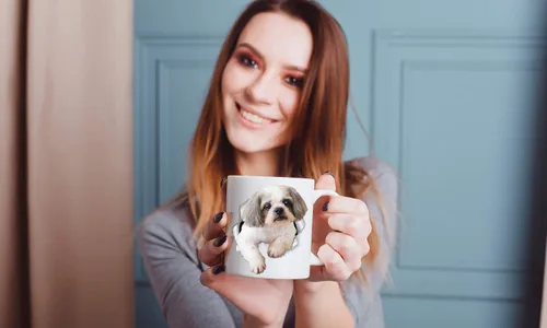 Vista 2 de Winston & Bear Taza Curious Shih Tzu – Taza de café de cerámica Shih Tzu – Regalos perfectos para Shih Tzu – Divertida taza de café para perros Shih