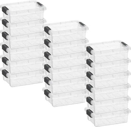 Vista 102 de Superio Mini contenedor de almacenamiento de plástico para crayón, suministros de arte y estuche de costura, organizador pequeño apilable
