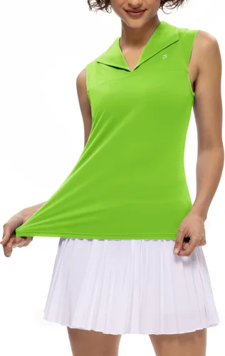 Vista 3 de JACK SMITH Camisetas de tenis de golf sin mangas para mujer, cuello en V, cuello de solapa, deportivas, sin mangas